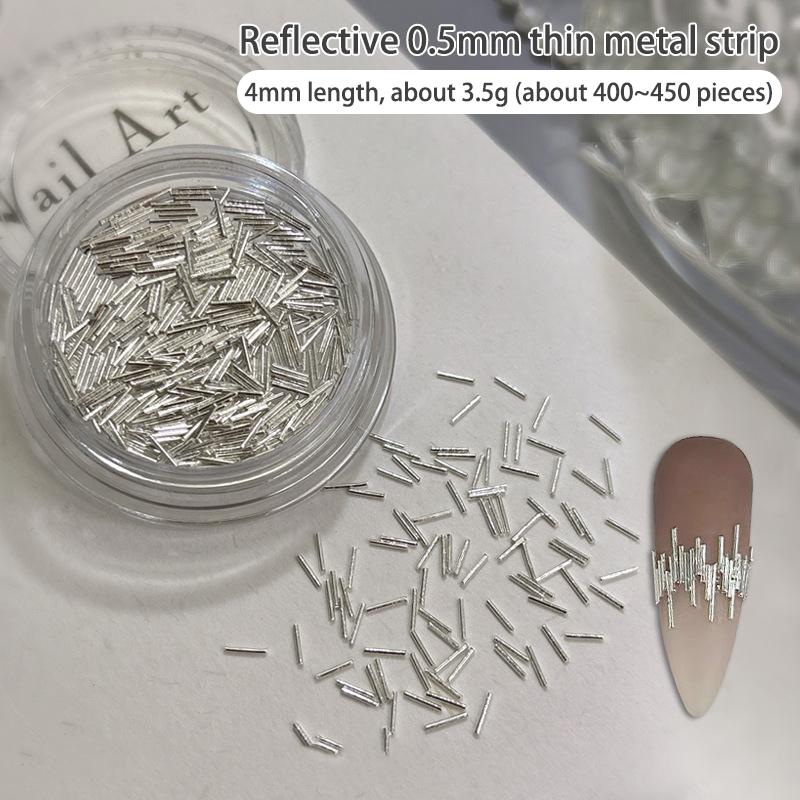 

1 коробка Металлическая светоотражающая полоска для украшения ногтей Блестящие стереоскопические аксессуары для ногтей Роспись ногтей Маникюрный салон Мастера по маникюру