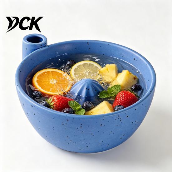 Keukengadget voor het Schoonmaken van Fruit Bessen Swirl Afgietbakje met Siliconen Pad, Keramisch Retro Oven Handmatige Citroenpers Tool Gebakken Zeef, Compact