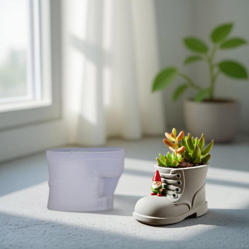 Multi Purpose Boot Shape Silicone Planter Mold For DIY Resin Jewelry Pot Candle Cup Making Unique Handmade Gift