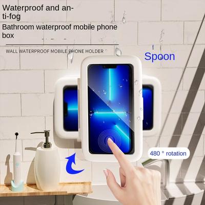 Wasserdichter Dusch-Telefonhalter mit 480 ° Drehung, Winkel einstellbar, wandmontierter Telefonhalter für Badezimmer und Küche bis zu 6,8 Zoll