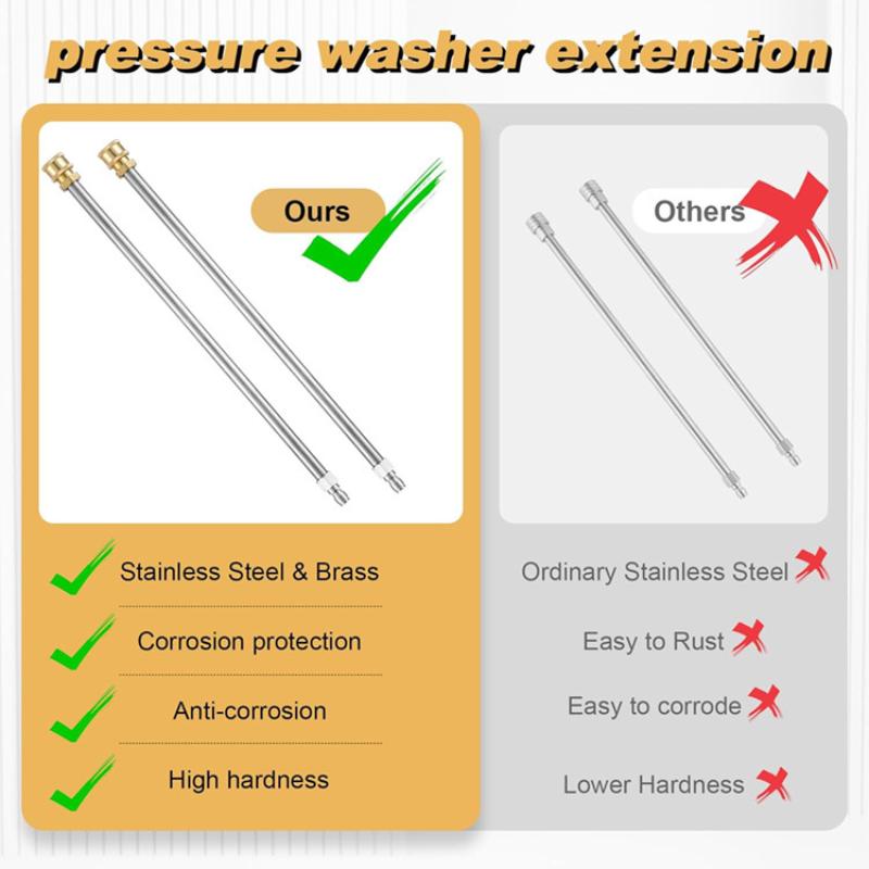1Pcs Quick Connect 1/4 Inch High-Quality Stainless Steel Pressure Washer Extension Wand Heavy-Duty Upgrade