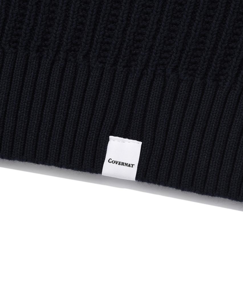 COVERNAT Crochet Polo Half Knit Navy