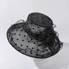 1pc Wide Brim Kentucky Derby Organza Church Hats Ruffles Flower Women Mesh Sun Hat