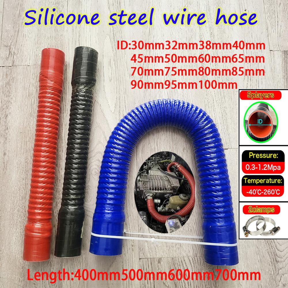 ID30-100mm Black Blue Silicone Steel Wire Hose Intercooler Hose Water Radiator Tube Car Turbo Intake Pipe Rubber Hose Joiner