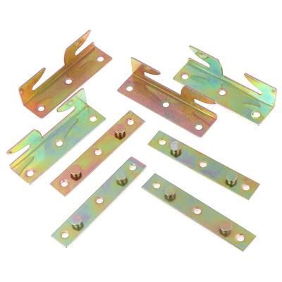4 Sets Furniture Wood Bed Rail Bracket Fitting Snap Connectors Mount Hole