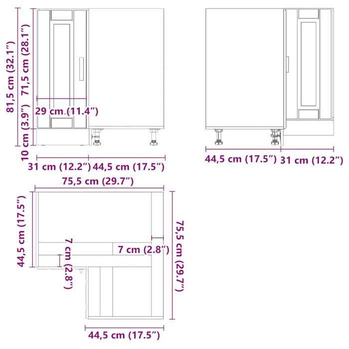 VidaXL Kitchen Corner Cabinet Porto Sonoma Oak Engineered Wood, Corner Cabinet, Corner Sink Unit,, Furniture 853990