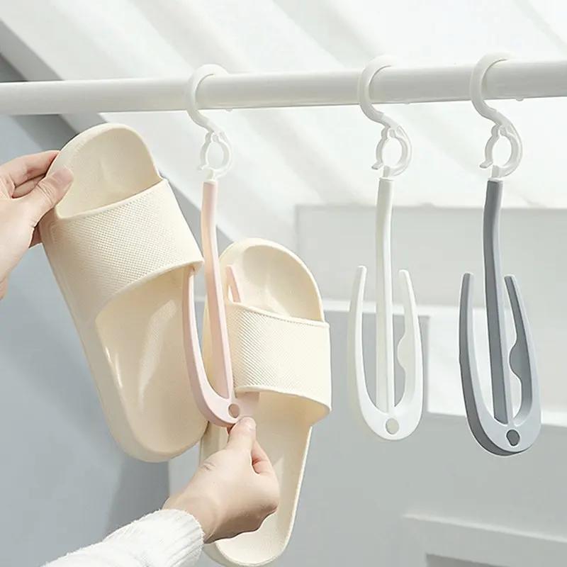 Multifunctional Shoes Drying Hanger Drying Rack Windproof Rotatable Balcony Scarf Necktie Shoe Hanging For Home Storage Organize