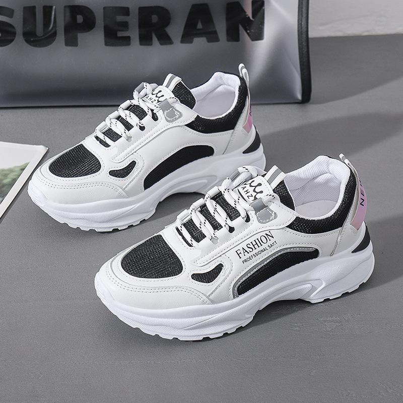 

Корейская модная спортивная обувь 2024 года, весна, новый сетчатый дышащий тренд, повседневная универсальная удобная и нескользящая обувь для пап 40 чёрный