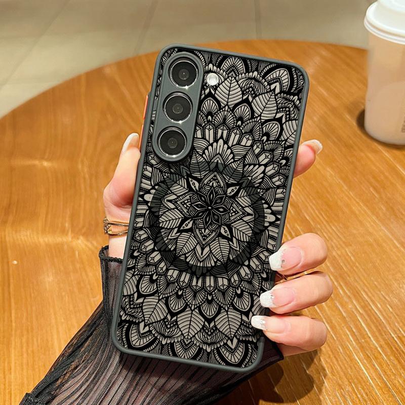 Rose Flower Pattern Magnetic Phone Case For Samsung Galaxy A57 A37 A17 A56 A36 A55 A35 A26 A16 A25 A15 5G A54 Acrylic Back Cover