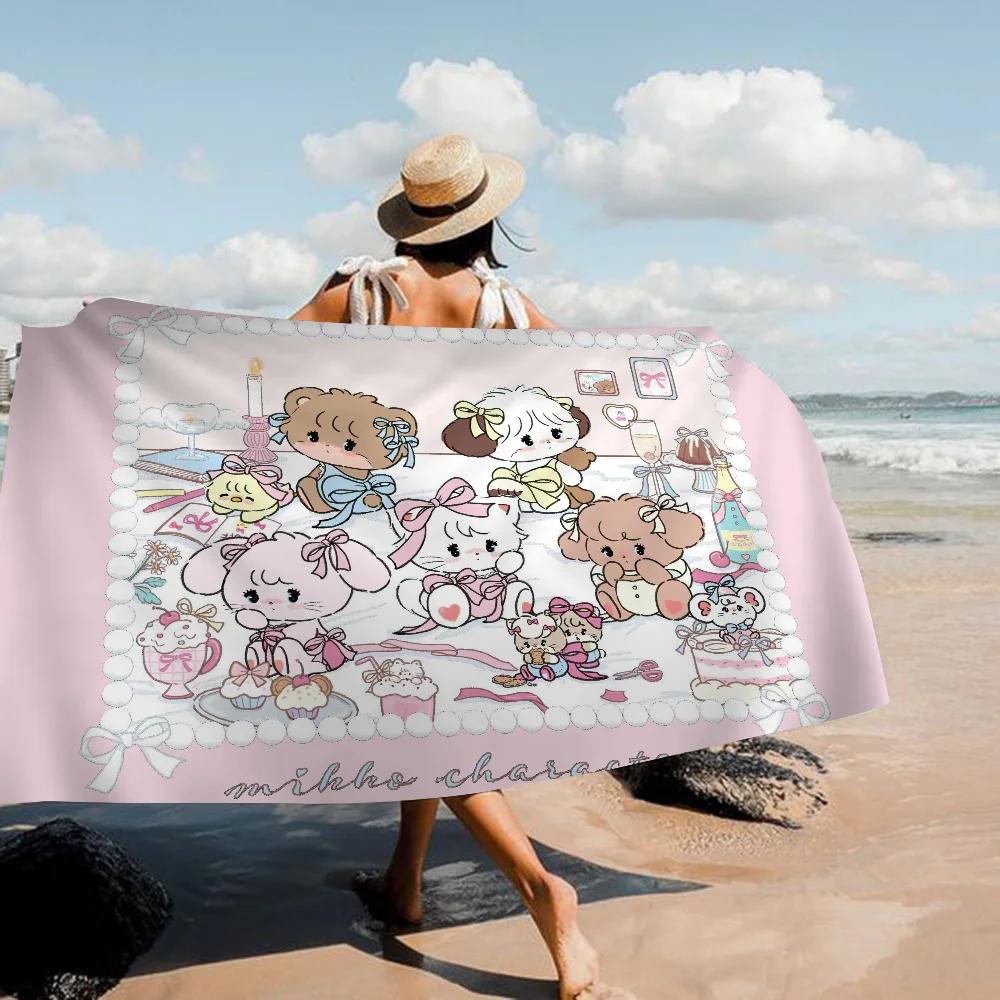 Cute Cat Mikko I-illustrations Microfiber Beach Towel Absorbent Quick dry Soft Yoga Swimming Resort Mountain Climbing Towel