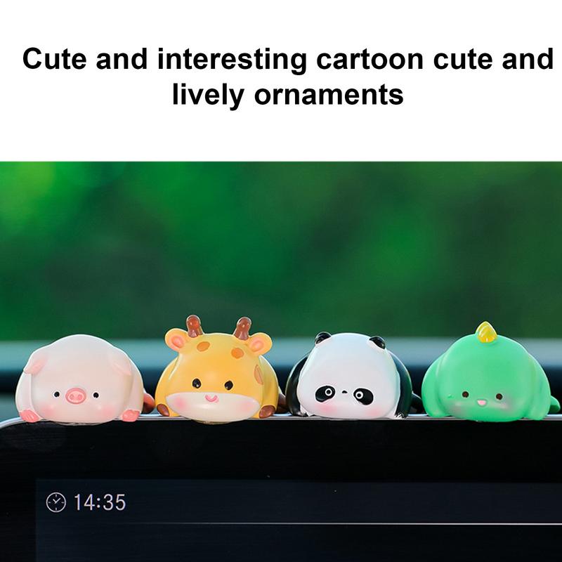 Creative Style Animal Figurines Dashboard Ornament 6 PCS Resin Cartoon Ornaments Cute Car Decor Accessories for the Car