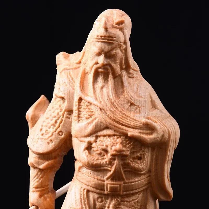 Cliff Cypress Wood Carving Guan Yu Ornament Home Furnishing Office Wooden Handicrafts Decoration Worship Ornament Holiday Gifts