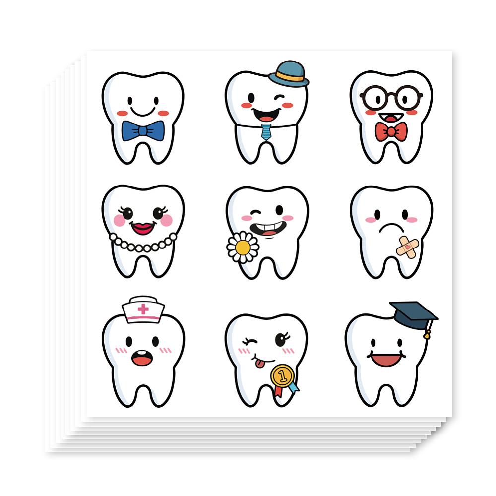 Self-Adhesive Paper Decorative Stickers for Party Decorative Presents Sealing Tooth 90x90mm Stickers: 25mm 9pcs/sheet