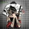 Manga Girl Print T-Shirt Japanese 3D Print Top Personality Anime