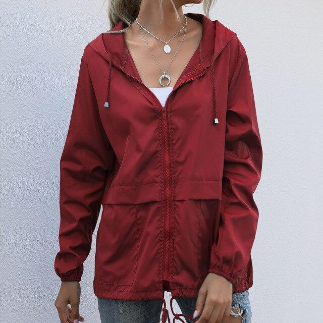 Giacca da Donna Autunno Primavera Abbigliamento da Esterno Tattica Impermeabile Giacca a Vento da Donna con Cappuccio Stile Hip-hop Giubbotti da Pilota Antivento