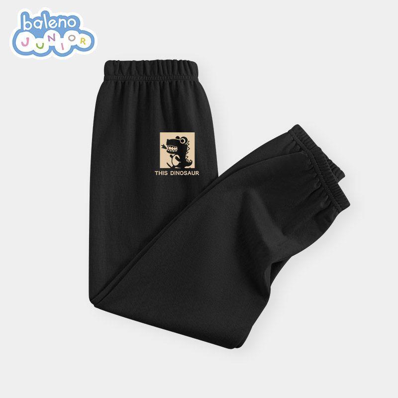 Baleno Kids Boys  Anti-Mosquito Pants Summer 2025 New Thin Long Pants for Older Children Pure Cotton Pants for Summer [Pure Cotton] Black/Tb Dinosaur K 160