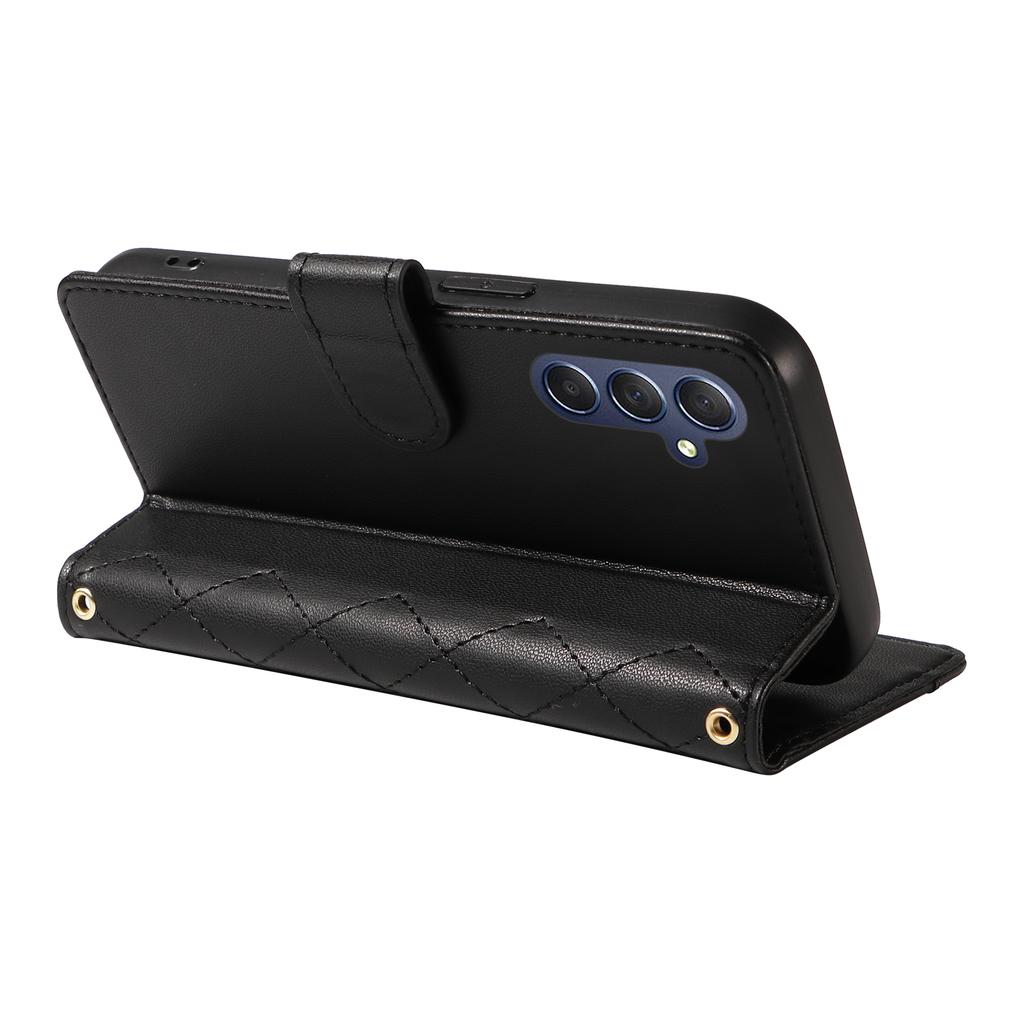 Husă tip portofel din piele rombică pentru Samsung Galaxy A05s 4G cu curea de umăr, curea de mână