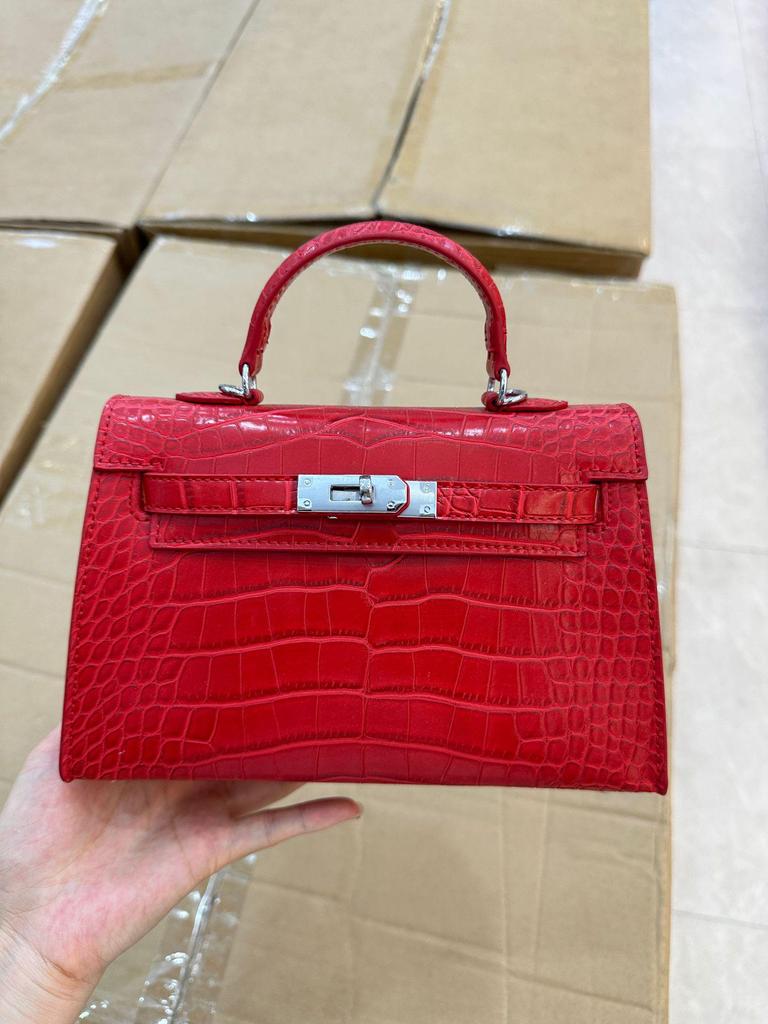 Europese & Amerikaanse Retro Krokodillenpatroon Kelly Enkelbandige Crossbody Tas: High-End, Modieuze, Lichte Luxe Handtas voor Dames