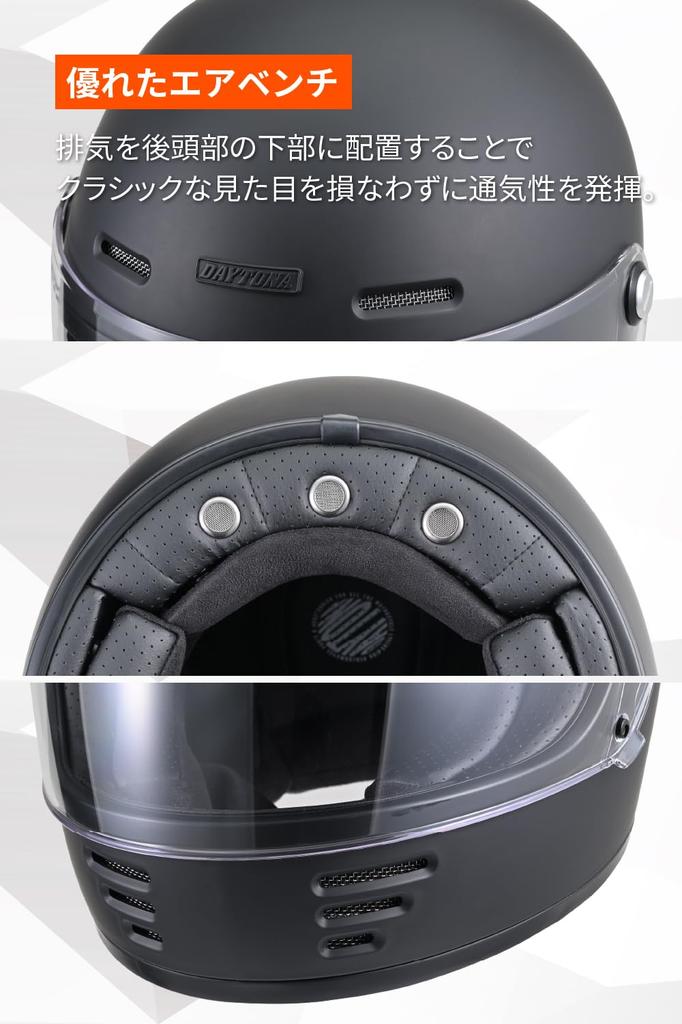 Daytona Motorcycle SG Classic Air Matte Size M 61121 DN-009CL Full-Face Helmet, Standard, High-Strength ABS, Style, Ventilation/Speaker Holes, Black,