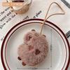 Animal Shape Capybara Key Chain Furry Plush Pendants Name Sticker Cell Phone Chain  Bag Decoration