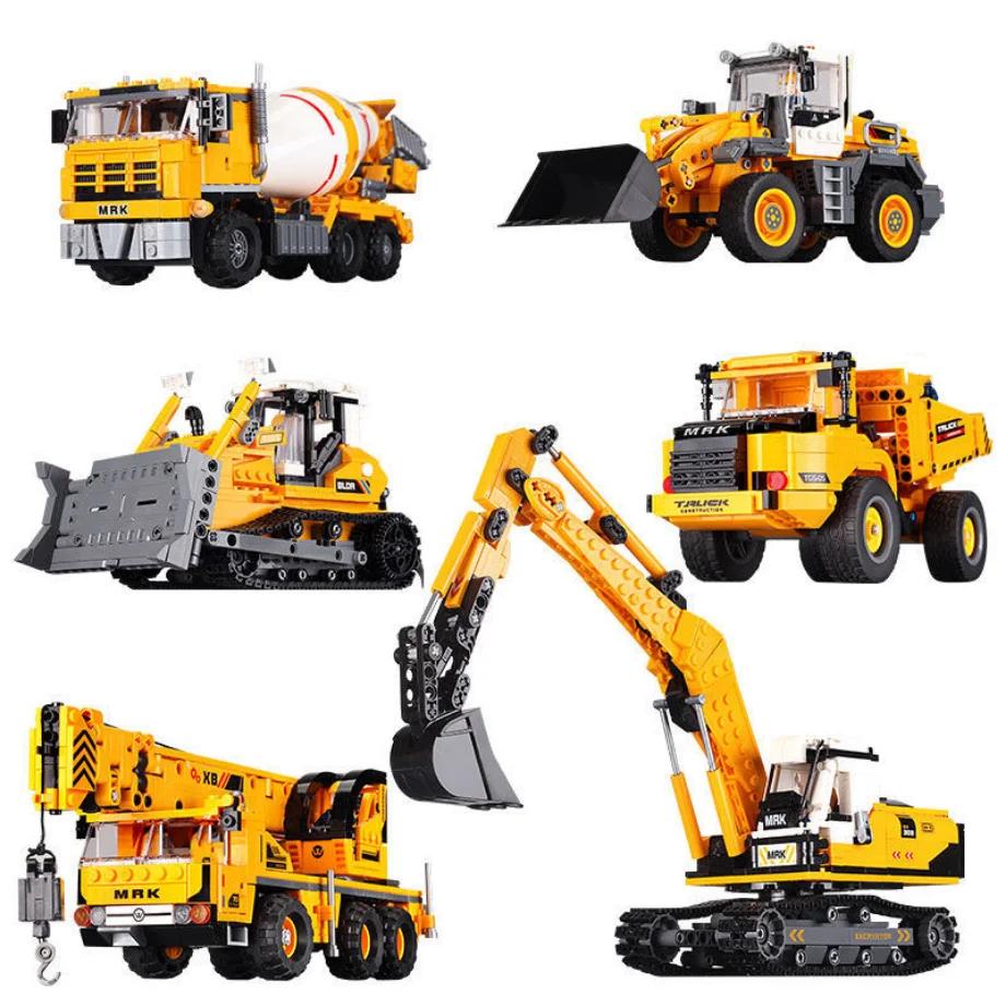 City technical Building Blocks MOC WheelLoader Car Heavy Mining Truck Crane DIY Engineering Excavator Bricks Toy For Children