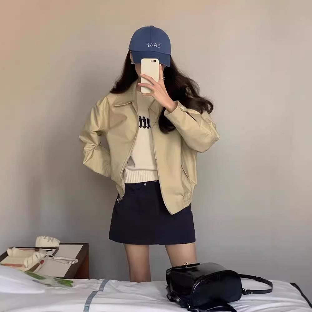 Women's Casual Loose Fit Turn-Down Collar Baseball Jacket - Petite Early Autumn 2025 Edition