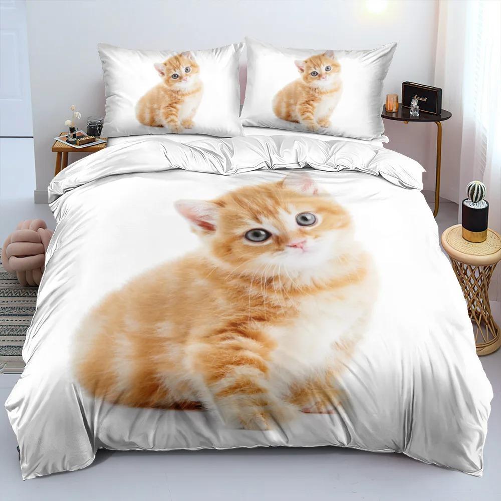Cute Pet Animal Duvet Cover Set, Realistic Dog Cat Giraffe Bedding, Soft Quilt Cover Pillowcases for Boys Girls Adults Kids