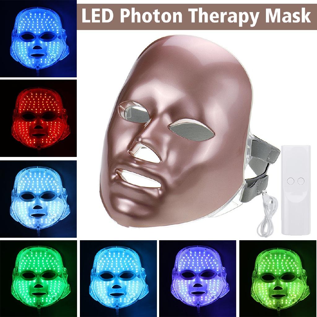 110V-220V 7 Colors LED Mask LED Photon Facial Light Mask With Neck Therapy Skin Rejuvenation Face Lifting Anti Acne Wrinkle Skin