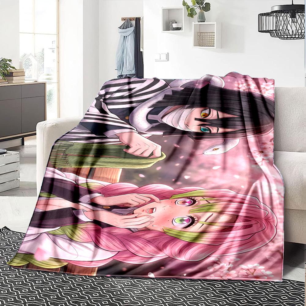 1pc Mitsuri Kanroji Blanket, Gift, for Men and Women, Soft Blanket, Good for Sofa Bed Couch Travel, Lightweight Flannel Blanket