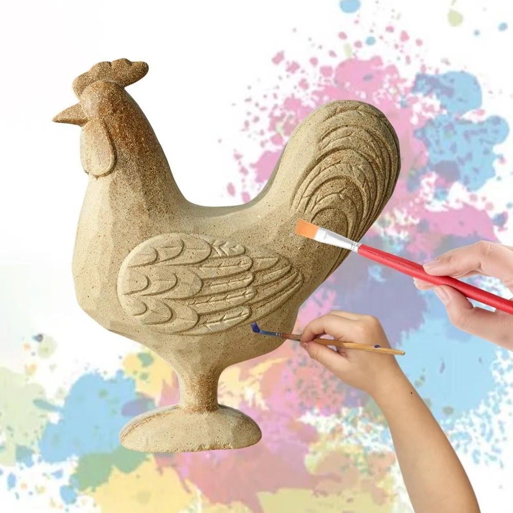 Kohout Dřevěný Králík Soška DIY Kreslení Malování Králík Figurka Vajíčko Stolní Ozdoba Vstupní Dekorace