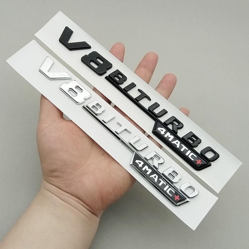 2pcs 3D ABS V8 Biturbo 4matic Car Fender Side Emblem For Mercedes Benz C63S W205 E63S W213 S63 W222 GLC63S X253 GLE63S W167 AMG