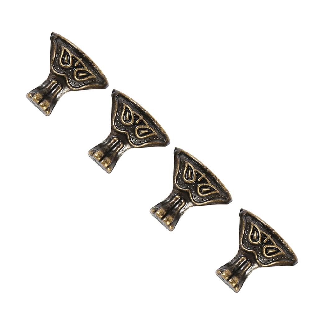 4ks Staromosazná Šperkovnice Dárková Dřevěná Krabička Ozdobné Nohy Nohy Rohový Chránič Vintage