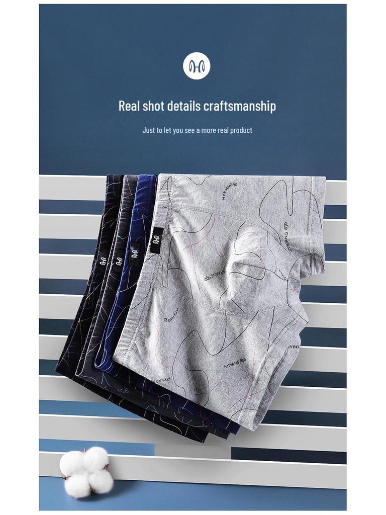 Men's Summer Cotton Boxer Briefs, Thin & Breathable, Boys' Basic Style, Cool, Boxed Set of 4.