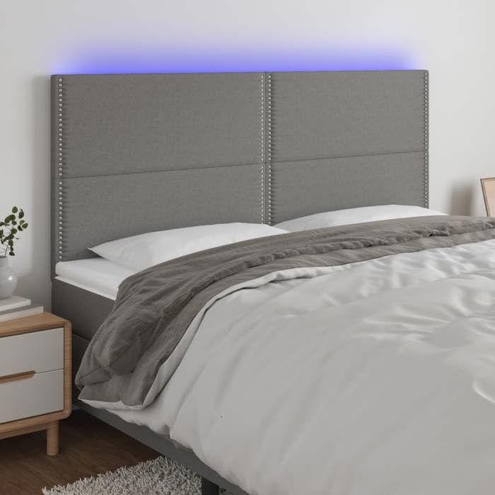 VidaXL Tête de Lit à LED Meuble de Chambre à Coucher Accessoire de Lit Double Tête de Cadre de Lit Intérieur Gris Foncé 3122307
