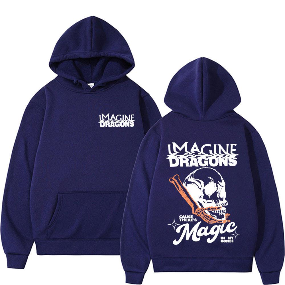 Imagine Dragons Loom World Tour Skull Hoodie Men Women Harajuku Hip Hop Vintage Gothic Clothes Hoodies Oversized Sweatshirt