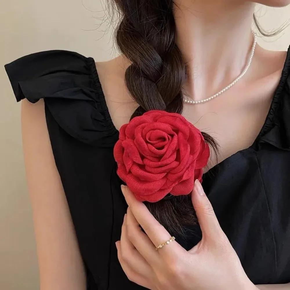 Pinze per Capelli a Forma di Fiore di Rosa in Tessuto Stile Francese, Eleganti Fermagli per Capelli Pinzette Accessori per Capelli Regalo per Donne Ragazze