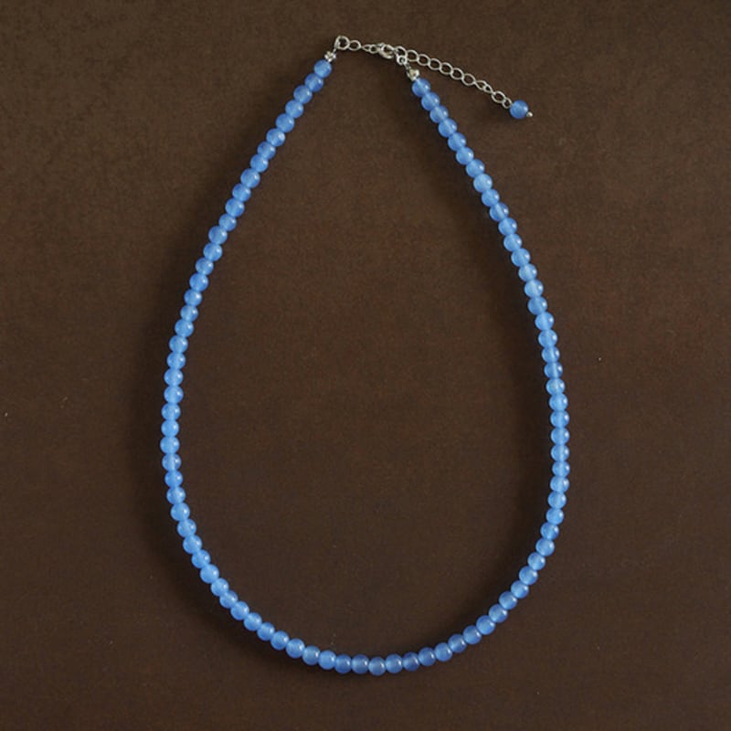 

modernlike silver 925 pure blue jade necklace 4mm Silver (Silver 925)