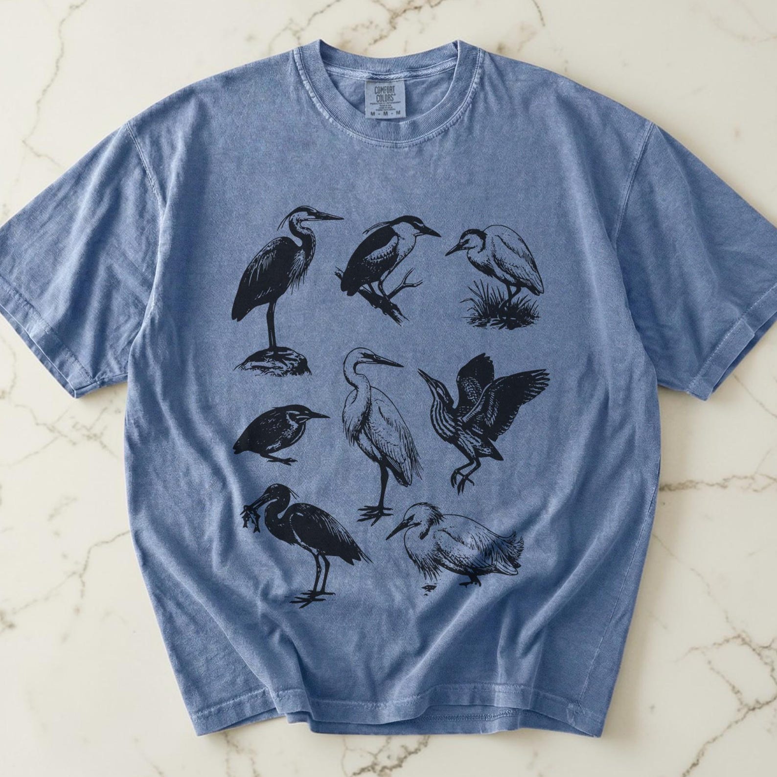 Heron Shirt, Unisex Comfort Colors, Blue Heron Graphic Tee, Bird Lover Gift, Birdwatching Shirt, Wildlife Tee, Heron Gift 2XL