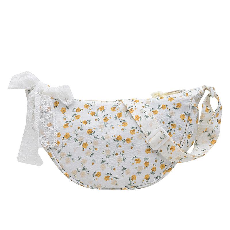 

Floral canvas bag women s new trendy summer dumpling bag versatile messenger bag underarm bag жёлтый