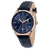 Sorpasso Chronograf Kožený řemínek Modrý paprskovitý ciferník Quartz R8871624009 100M Pánské hodinky