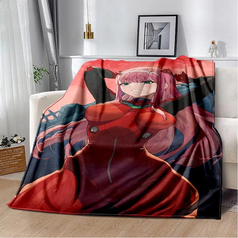 3D Sexy Girl Zero Two DARLING In FRANXX Soft Plush Blanket,Flannel Blanket Throw Blanket for Living Room Bedroom Bed Sofa Picnic