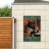 Retro Black Cat Metal Wall Art 8x12 Inch Tin Sign Vintage Cafe Decor Bar Kitchen Gift Rustic Tin Poster
