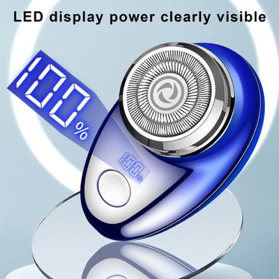 Men Electric Shaver Digital Display USB Rechargeable Mini Travel Rotary Razor Portable Cordless Hair Beard Trimmer Remover Tool Father Boyfriend Gift