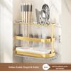 Wall-Mounted Multifunctional Kitchen Knife & Cutlery Holder with Drainer