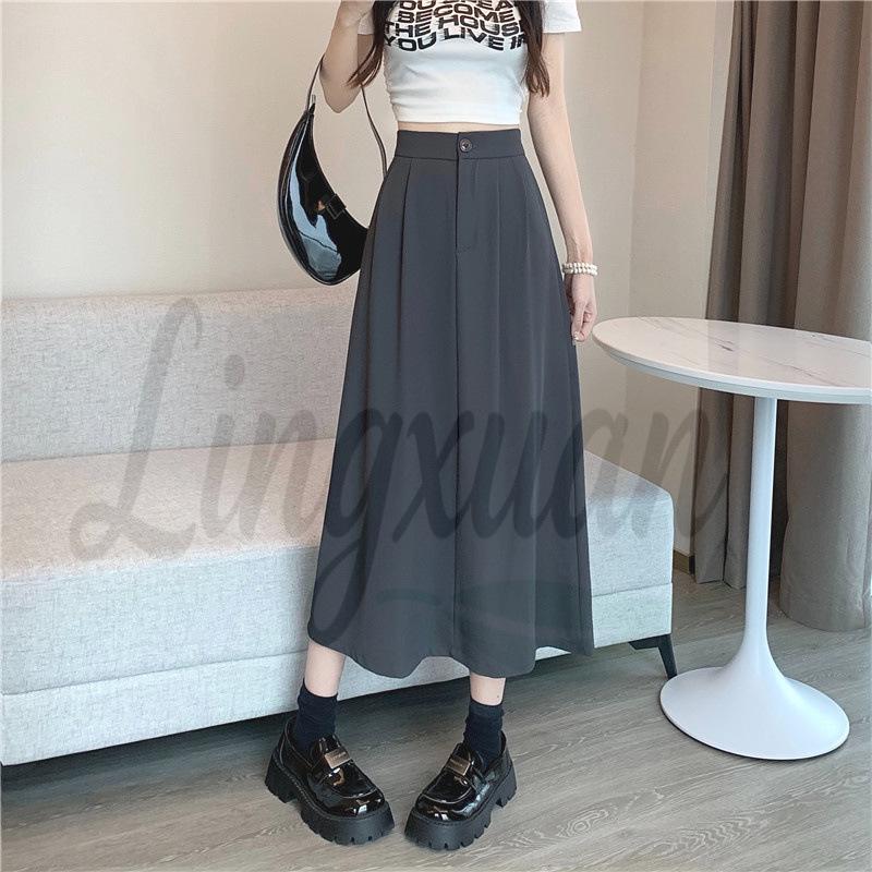 Plus Size Summer A-Line Flare High Waist Mid-Length Skirt for Women - Slimming and Hip-Covering Design One Size