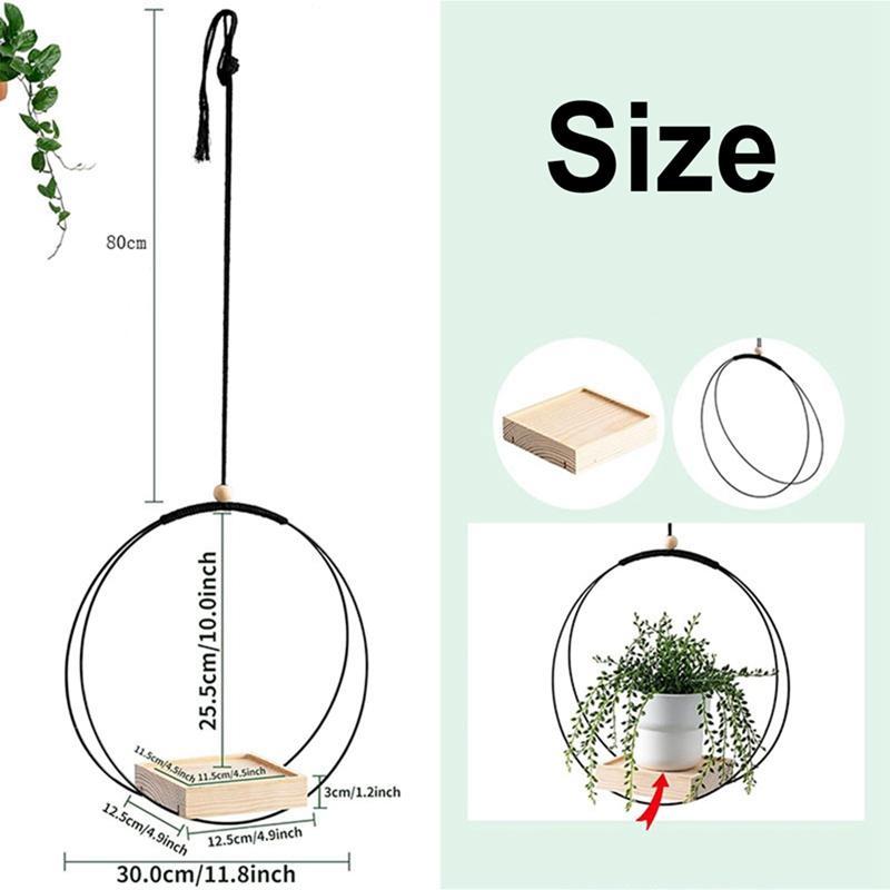 Hanging Flower Pot Shelf With Indoor Hanging Flower Pots Balcony Decoration, Plants, Living Room, Wooden Shelf Hanging Basket