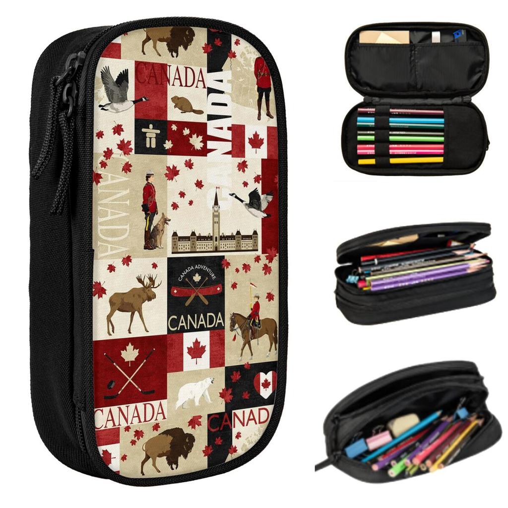 Canada Flag National Culture Pencil Case for Boys Girls Gifts Pen Box Pencil Bag Stationery Supplies Pen Holder Bag