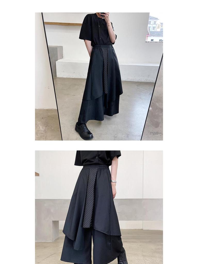 Yohji Yamamoto Men's Dark Irregular Japanese-style Ribbon Pants - Samurai Kendo Skirt Design for Summer