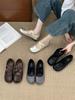 Retro runder Kopf Nische Kreuzband Ballett flacher Mund Einzelne Schuhe Damen 2025 Herbst neu Französische Mary Jane Schuhe