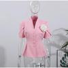 Moda Donna Europea e Americana Estate 2025 Top Suit Corto a Maniche Corte Floreale Fatto a Mano in Vita Stretta